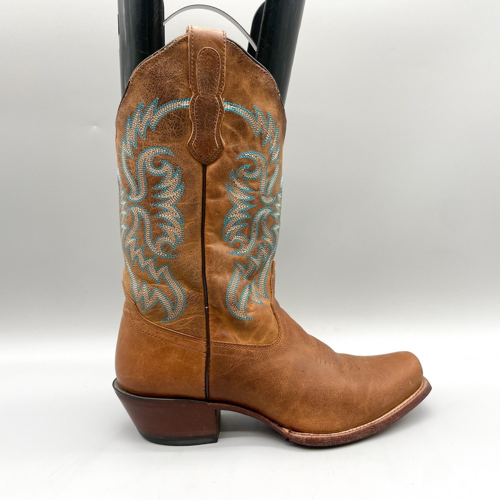 Nocona Womens 7.5 B Bluebonnet Western Cowboy Boots Square Toe Tan Leather Boho